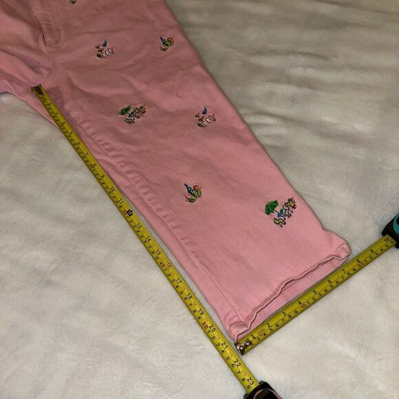 The Quacker Factory Vintage M Womens Straight Leg Pink Embroidered Pants STAIN - Picture 9 of 10